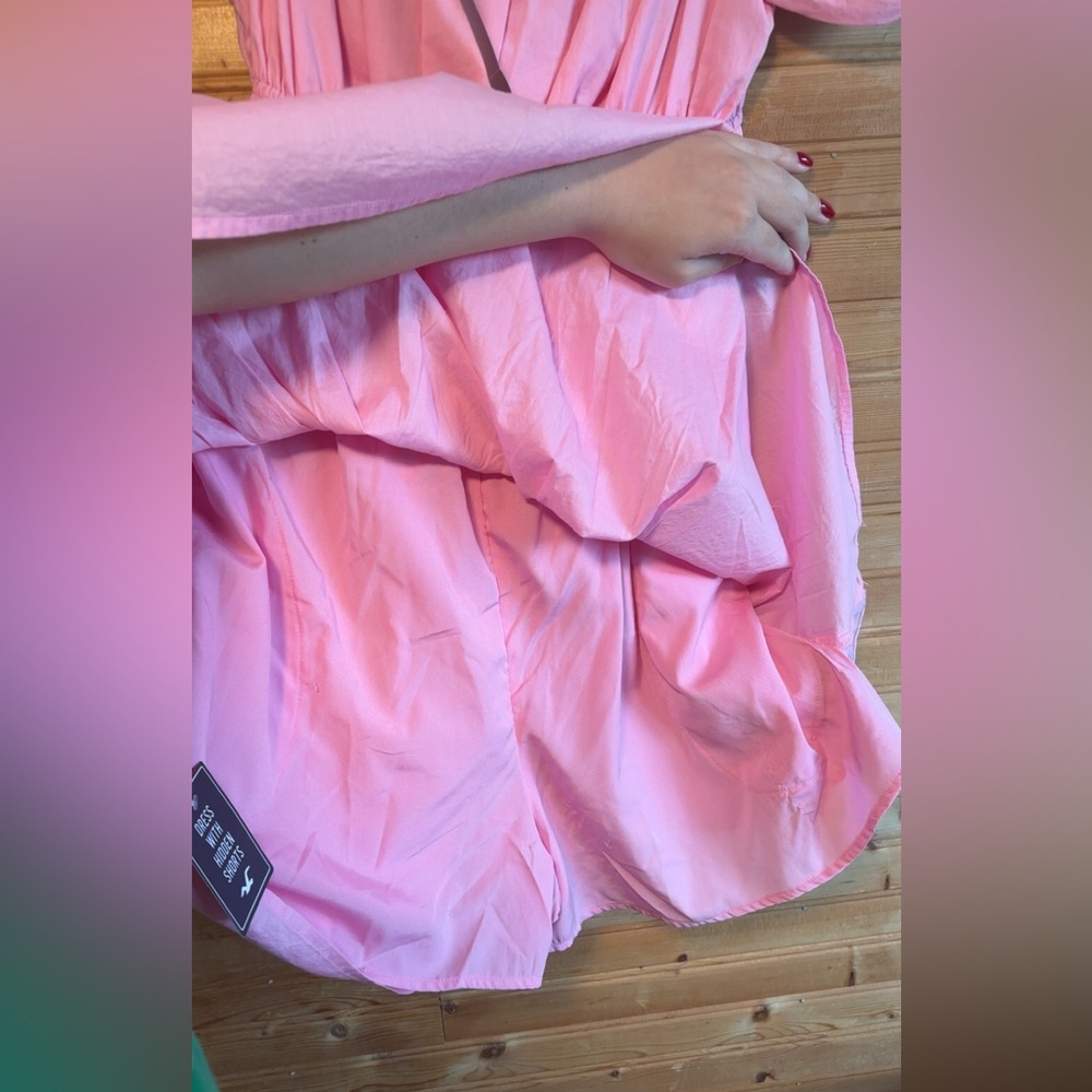 New, Hollister Puff Sleeve Pink Dress - Picture 8 of 12
